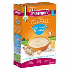 PLASMON Kaše bezlepková z rýže, kukuřice a tapioky 230g, 4m+ PLASMON Kaše bezlepková z rýže, kukuřice a tapioky 230g, 4m+