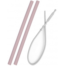 MINIKOIOI Brčko silikonové - 2 ks s kartáčkem - Pink MINIKOIOI Brčko silikonové - 2 ks s kartáčkem - Pink