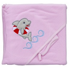 Scarlett Froté ručník - Scarlett delfín s kapucí - růžová