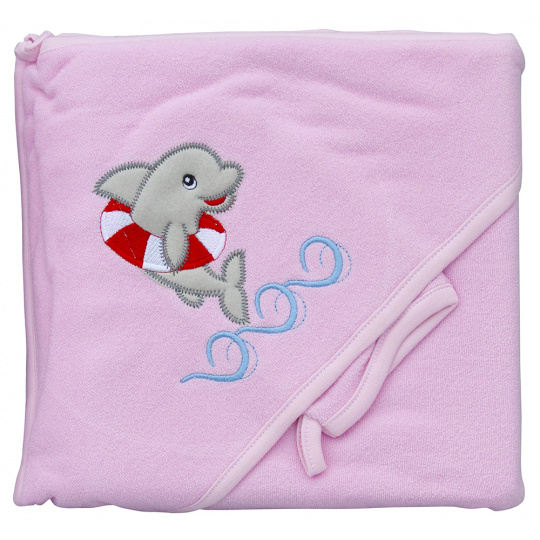 Scarlett Froté ručník - Scarlett delfín s kapucí - růžová