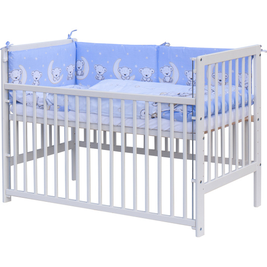 Scarlett Dětská postýlka s kompletní výbavou Scarlett 120 x 60 cm - Toro - modrá Scarlett Dětská postýlka s kompletní výbavou Scarlett 120 x 60 cm - Toro - modrá