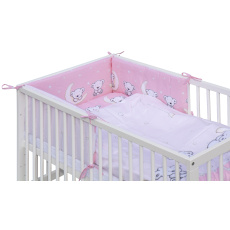 Dětská postýlka s vyndavacími příčkami - bílá - 120x60 cm s kompletní výbavou Toro Barva soupravy: Toro růžová Dětská postýlka s vyndavacími příčkami - bílá - 120x60 cm s kompletní výbavou Toro Barva soupravy: Toro růžová