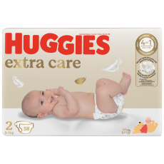 HUGGIES® Pleny jednorázové Extra Care 2 (3-6 kg) 58 ks HUGGIES® Pleny jednorázové Extra Care 2 (3-6 kg) 58 ks