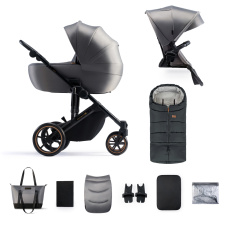 KINDERKRAFT Kočárek kombinovaný 2v1 Prime 2 Grey + Fusak Jibot Charcoal Grey