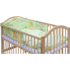 Dětská designová postýlka se stahovací bočnicí - přírodní ECO - 120x60 cm s kompletní výbavou Mráček Barva soupravy: Mráček zelený