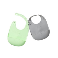 MINIWARE Set silikonových bryndáků Roll & Lock Grey/Key Lime MINIWARE Set silikonových bryndáků Roll & Lock Grey/Key Lime