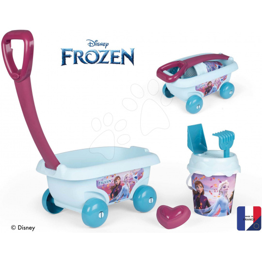 Smoby Vozík k tahání Frozen Garnished Beach Cart  s kyblík setem od 18 měsíců