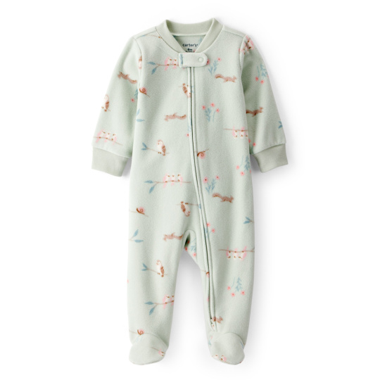 CARTER'S Overal na zip fleece Sleep & Play green Owl dívka 3m/vel.62 CARTER'S Overal na zip fleece Sleep & Play green Owl dívka 3m/vel.62