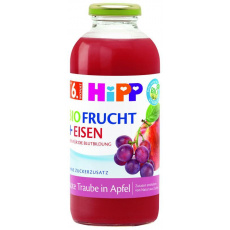 HiPP BIO Jablko a červevné hrozny + železo od 6. měsíce, 500 ml HiPP BIO Jablko a červevné hrozny + železo od 6. měsíce, 500 ml