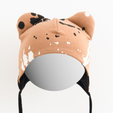 Kojenecká bavlněná čepička s oušky New Baby tlapka hořčicová Kojenecká bavlněná čepička s oušky New Baby tlapka hořčicová