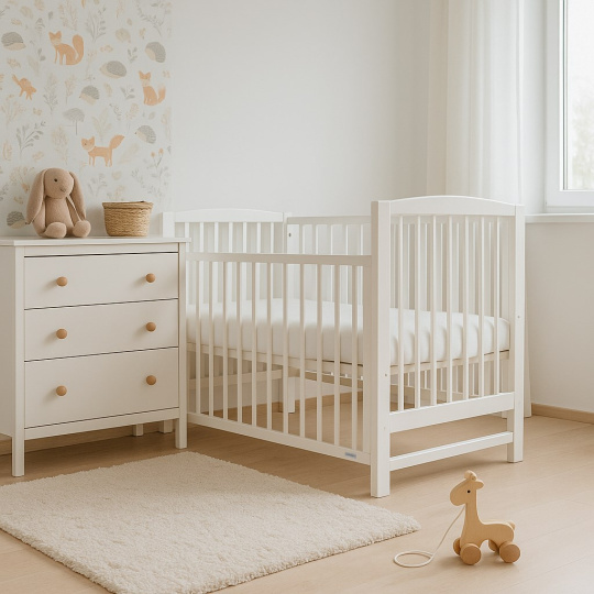 Dětská postýlka New Baby LILLY se stahovací bočnicí bílá Dětská postýlka New Baby LILLY se stahovací bočnicí bílá