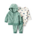 CARTER'S Set 3dílný fleece-body dl. rukáv ,mikina,kalhoty green stripe chlapec 9m/vel.74