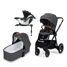 KINDERKRAFT Kočárek Everyday 2v1 Black Dark Grey + KIDDY Evoluna i-size 2 Grey Melange Icy Grey KINDERKRAFT Kočárek Everyday 2v1 Black Dark Grey + KIDDY Evoluna i-size 2 Grey Melange Icy Grey
