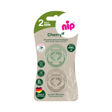 NIP CHERRY NATURE line šidítko, kaučuk,velikost 2 (6m+), 2ks, green/brown