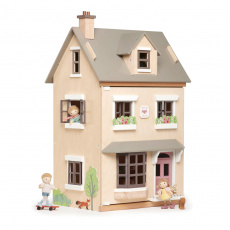 Tender Leaf Toys Dřevěný městský domeček pro panenku Foxtail Villa 12 dílů, vybavený nábytkem, výška 71 cm Tender Leaf Toys Dřevěný městský domeček pro panenku Foxtail Villa 12 dílů, vybavený nábytkem, výška 71 cm