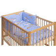 Dětská postýlka s vyndavacími příčkami - přírodní ECO - 120x60 cm s kompletní výbavou Mráček Barva soupravy: Mráček modrý