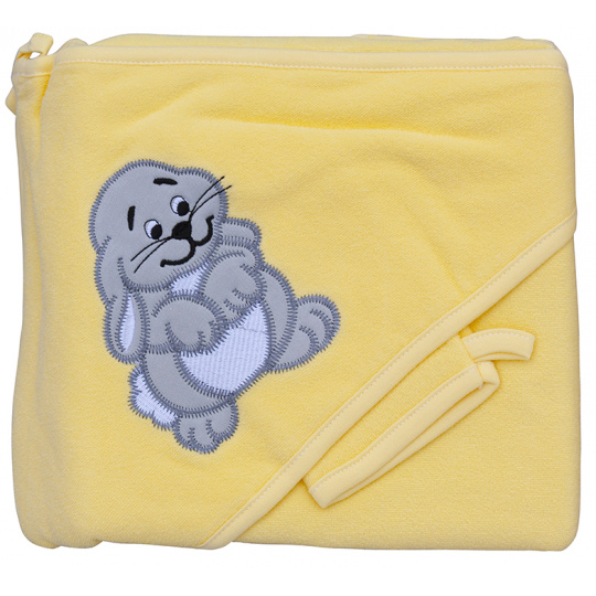 Scarlett Froté ručník - Scarlett zajíc s kapucí - žlutá