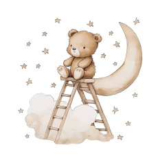 Sipo Nástěnné samolepky do dětského pokoje, Teddy bear on a ladder Sipo Nástěnné samolepky do dětského pokoje, Teddy bear on a ladder