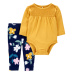 CARTER'S Set 2dílný legíny, body dl. rukáv Yellow Flowers dívka 3m