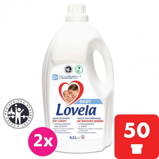 LOVELA Baby tekutý prací přípravek na barevné prádlo 2 x 4,5 l (100 praní)