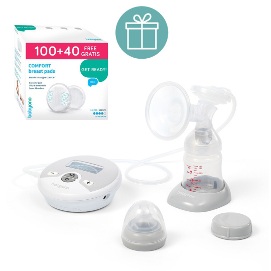 BABYONO Odsávačka elektrická Nurse Pro + vložky do podprsenky 100 + 40 ZDARMA
