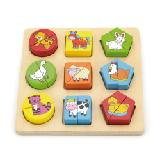 Dřevěné vkládací puzzle tvary se zvířátky Viga Dřevěné vkládací puzzle tvary se zvířátky Viga