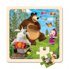 BINO Máša a medvěd puzzle s kozlíkem 20x20 cm BINO Máša a medvěd puzzle s kozlíkem 20x20 cm