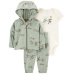CARTER'S Set 3dílný mikina, tepláky, body kr. rukáv Green Airplane kluk MFL NB/vel. 56
