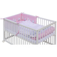 Ohrádková postýlka s vyndavacími příčkami - bílá - 120x60 cm s kompletní výbavou Toro Barva soupravy: Toro růžová