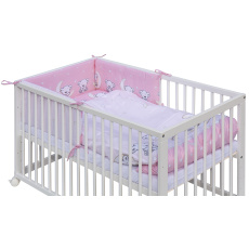 Ohrádková postýlka s vyndavacími příčkami - bílá - 120x60 cm s kompletní výbavou Toro Barva soupravy: Toro růžová Ohrádková postýlka s vyndavacími příčkami - bílá - 120x60 cm s kompletní výbavou Toro Barva soupravy: Toro růžová