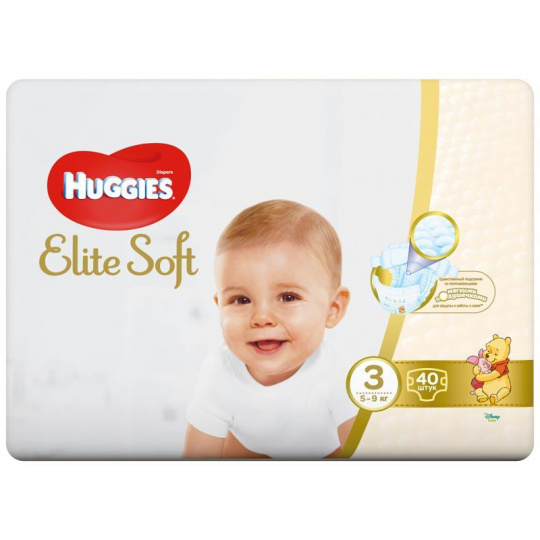 HUGGIES Elite Soft Pleny jednorázové 3 (5-6 kg) 40 ks