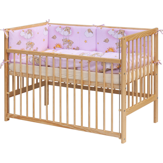 Scarlett Dětská postýlka s kompletní výbavou Scarlett 120 x 60 cm - Mráček - růžová Scarlett Dětská postýlka s kompletní výbavou Scarlett 120 x 60 cm - Mráček - růžová