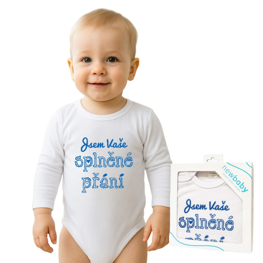 Body s potiskem New Baby Jsem Vaše splněné přání - dárkové balení Body s potiskem New Baby Jsem Vaše splněné přání - dárkové balení
