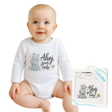 Body s potiskem New Baby Ahoj, jsem tady! - dárkové balení Body s potiskem New Baby Ahoj, jsem tady! - dárkové balení