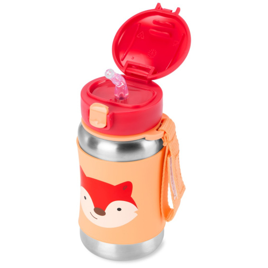 SKIP HOP Spark Style Láhev s brčkem na vodu nerez Liška 12m+