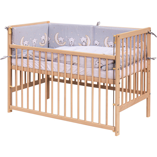 Scarlett Dětská postýlka s kompletní výbavou Scarlett 120 x 60 cm - Toro - šedá Scarlett Dětská postýlka s kompletní výbavou Scarlett 120 x 60 cm - Toro - šedá