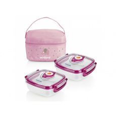 Termoizolační pouzdro + 2 hermetické misky na jídlo Pink Termoizolační pouzdro + 2 hermetické misky na jídlo Pink