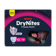 HUGGIES® Kalhotky plenkové jednorázové DryNites MEGA 17-30 kg Girl, 26 ks, M HUGGIES® Kalhotky plenkové jednorázové DryNites MEGA 17-30 kg Girl, 26 ks, M