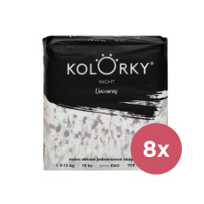 KOLORKY NIGHT Pleny jednorázové eko noční L (8-13 kg) 152 ks - MĚSÍČNÍ ZÁSOBA KOLORKY NIGHT Pleny jednorázové eko noční L (8-13 kg) 152 ks - MĚSÍČNÍ ZÁSOBA