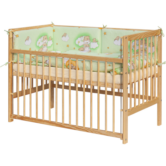 Scarlett Dětská postýlka s kompletní výbavou Scarlett 120 x 60 cm - Mráček - zelená Scarlett Dětská postýlka s kompletní výbavou Scarlett 120 x 60 cm - Mráček - zelená