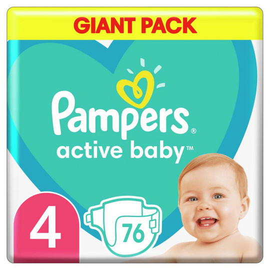 PAMPERS Active Baby Pleny jednorázové 4 (9-14 kg) 76 ks