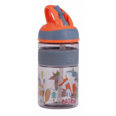 NUBY Láhev sportovní 2v1 s tvrdým sklápěcím brčkem, 360 ml, oranžová, 3+