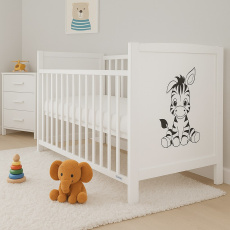 Dětská postýlka New Baby BEA Zebra se stahovací bočnicí bílá Dětská postýlka New Baby BEA Zebra se stahovací bočnicí bílá