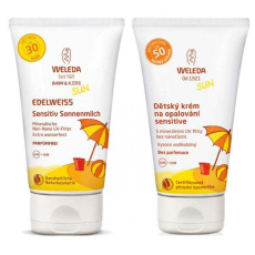 WELEDA Dětské mléko SPF30 a krém SPF50 na opalování 150/50 ml WELEDA Dětské mléko SPF30 a krém SPF50 na opalování 150/50 ml