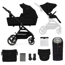 KINDERKRAFT SELECT Kočárek kombinovaný Yoxi 2v1 Pure Black + Fusak3v1 Jibot Horizontal Ink Black KINDERKRAFT SELECT Kočárek kombinovaný Yoxi 2v1 Pure Black + Fusak3v1 Jibot Horizontal Ink Black