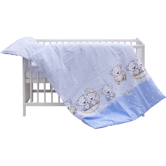 Levná postýlka s vyndavacími příčkami - bílá - 120x60 cm s výbavou Toro Barva soupravy: Toro modrá Levná postýlka s vyndavacími příčkami - bílá - 120x60 cm s výbavou Toro Barva soupravy: Toro modrá