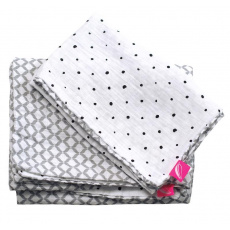 MOTHERHOOD Povlečení bavlněné mušelínové do postýlky Pro-Washed Grey Classics 2-dílné