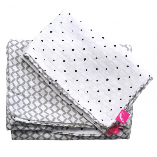 MOTHERHOOD Povlečení bavlněné mušelínové do postýlky Pro-Washed Grey Classics 2-dílné