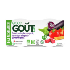 GOOD GOUT BIO Špagety s lilkem a hovězím masem (2x190 g), 8m+ GOOD GOUT BIO Špagety s lilkem a hovězím masem (2x190 g), 8m+