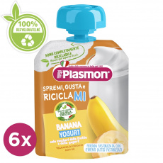 6x PLASMON Kapsička bezlepková ovocno-jogurtová banán 85 g, 6m+ 6x PLASMON Kapsička bezlepková ovocno-jogurtová banán 85 g, 6m+